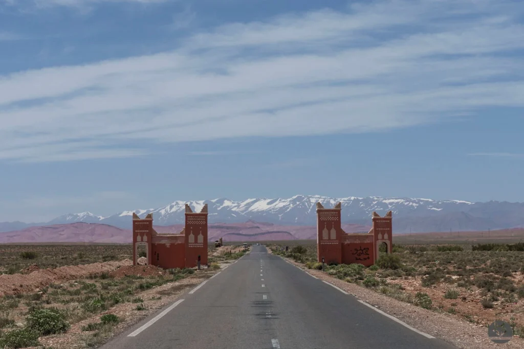 morocco desert road traditional gates atlas mountains